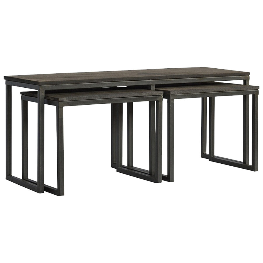 Industrial Iron Base Set of 3 Tables
