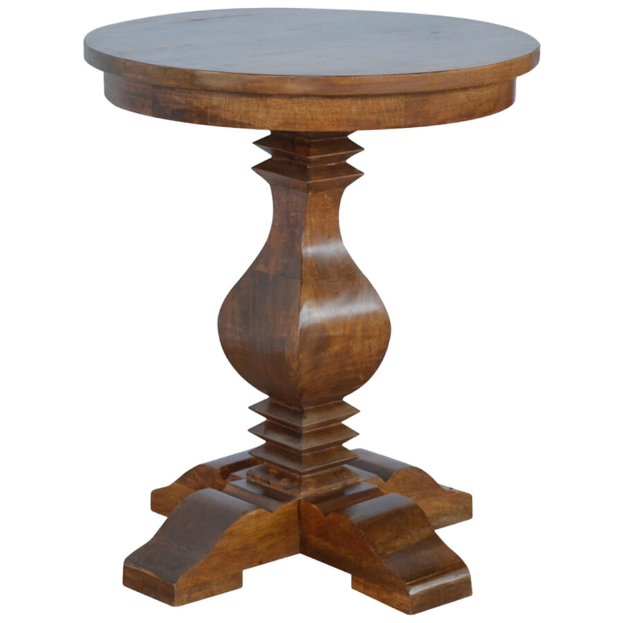 Mango Wood Round Pedestal Occasional Tea Table