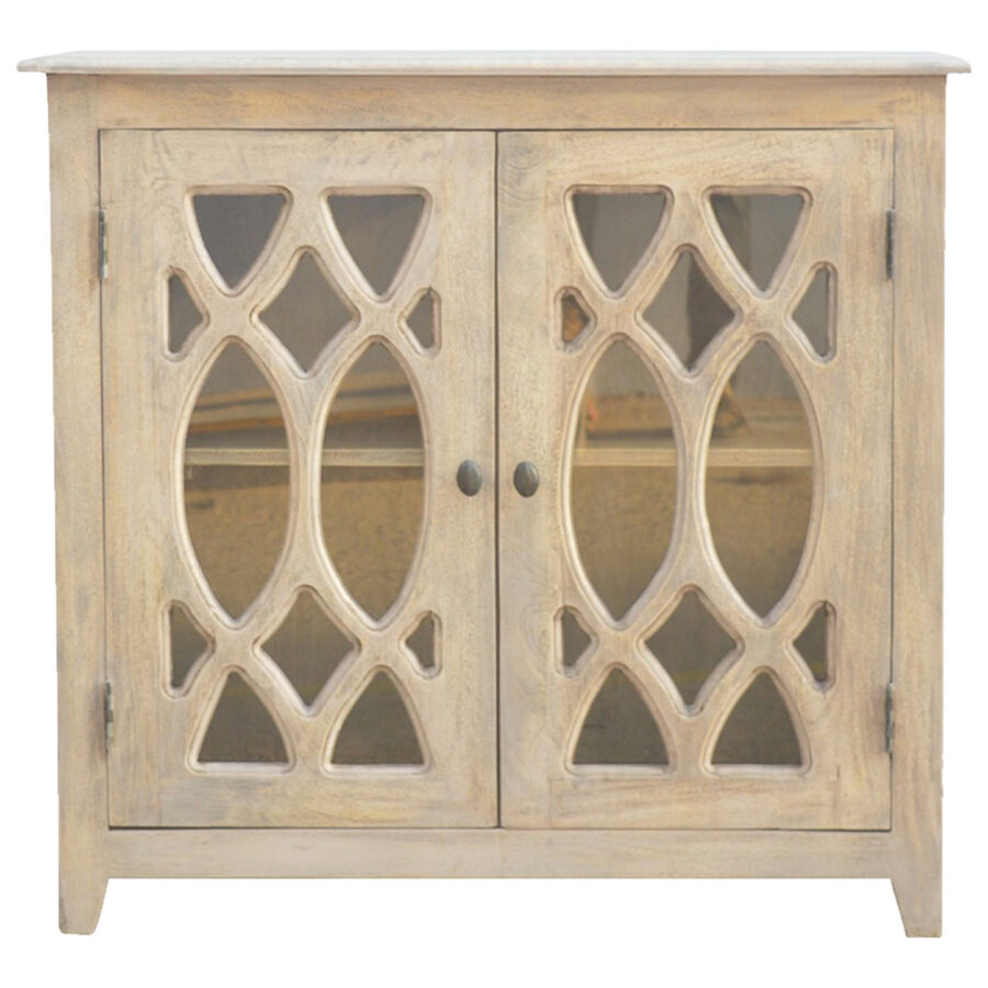 Stone Acid Wash Sideboard with 2 Hand Carved Glazed Doors
