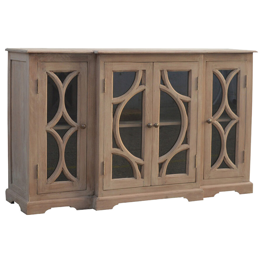 Media Unit with 2 Hand Carved Glazed Doors