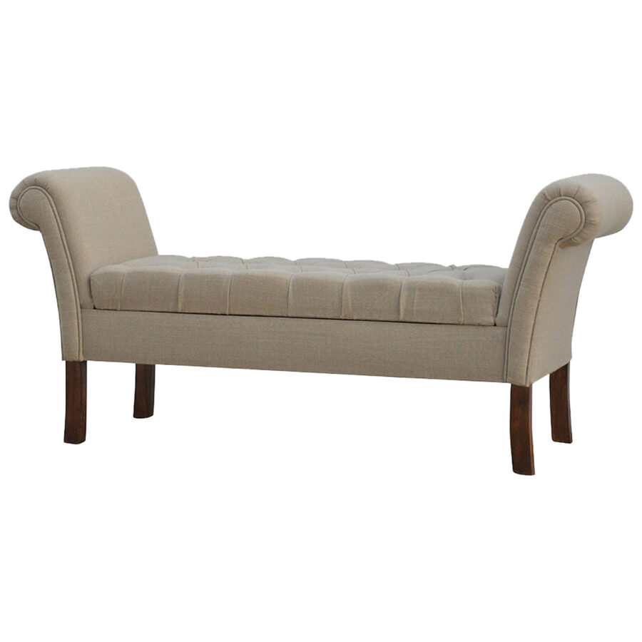 Linen French Style Hallway Bench With Lid-up Storage