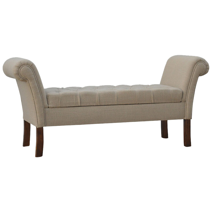 Linen French Style Hallway Bench With Lid-up Storage