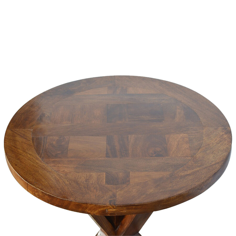 Chestnut Round Solid Wood Table With Tristle Base