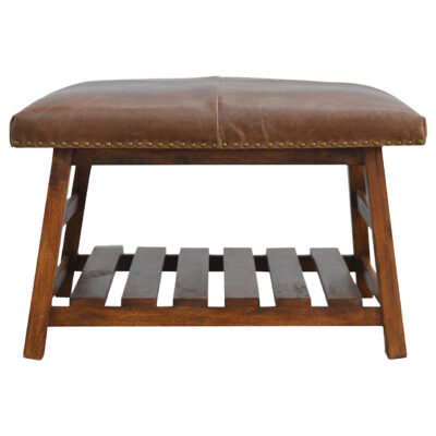 Buffalo Hide Square Foot Stool