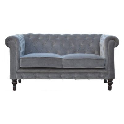 Grey Velvet Chesterfield Sofa