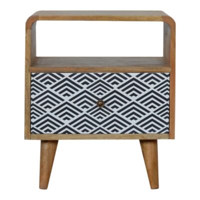 Monochrome Print Bedside with Open Slot