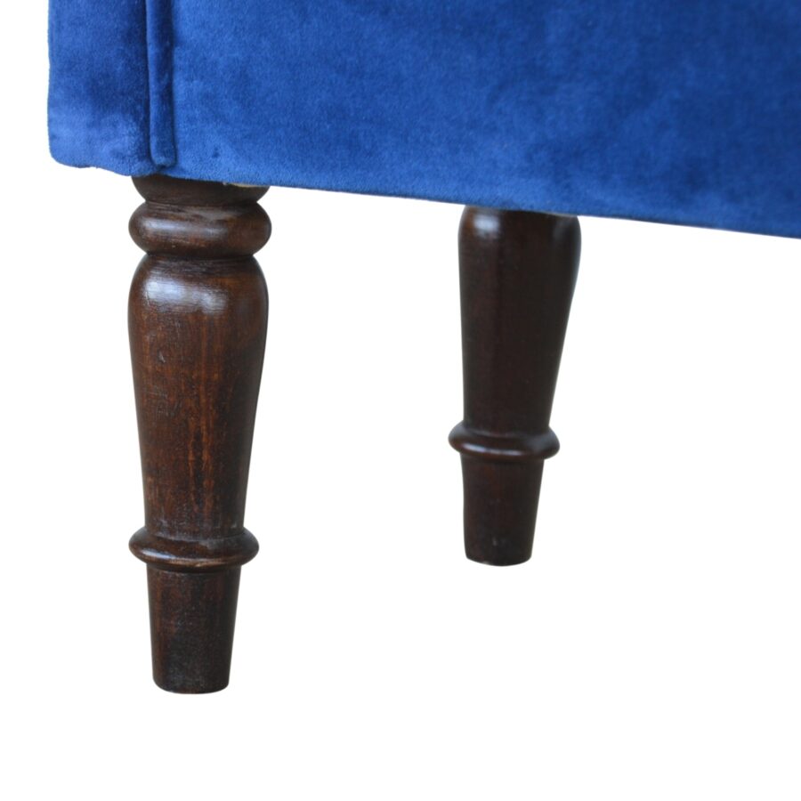 Royal Blue Velvet Bench with Turned Feet