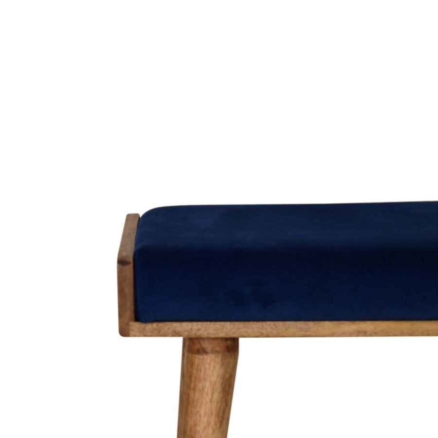 Blue Velvet Tray Style Footstool