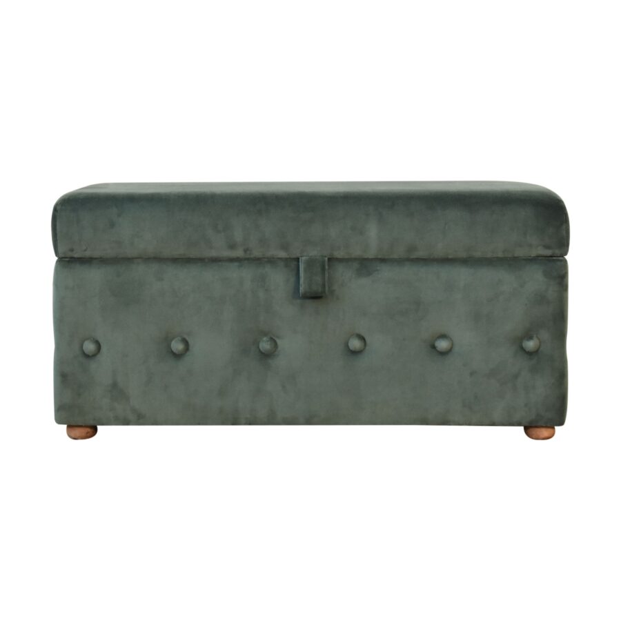 emerald green lid up cotton velvet ottoman