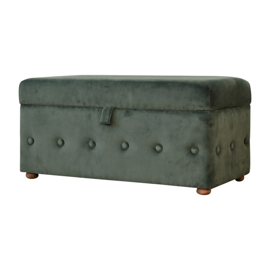 emerald green lid up cotton velvet ottoman