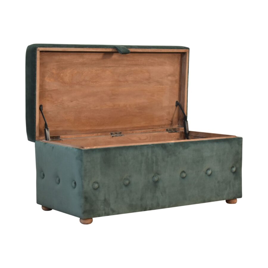 emerald green lid up cotton velvet ottoman