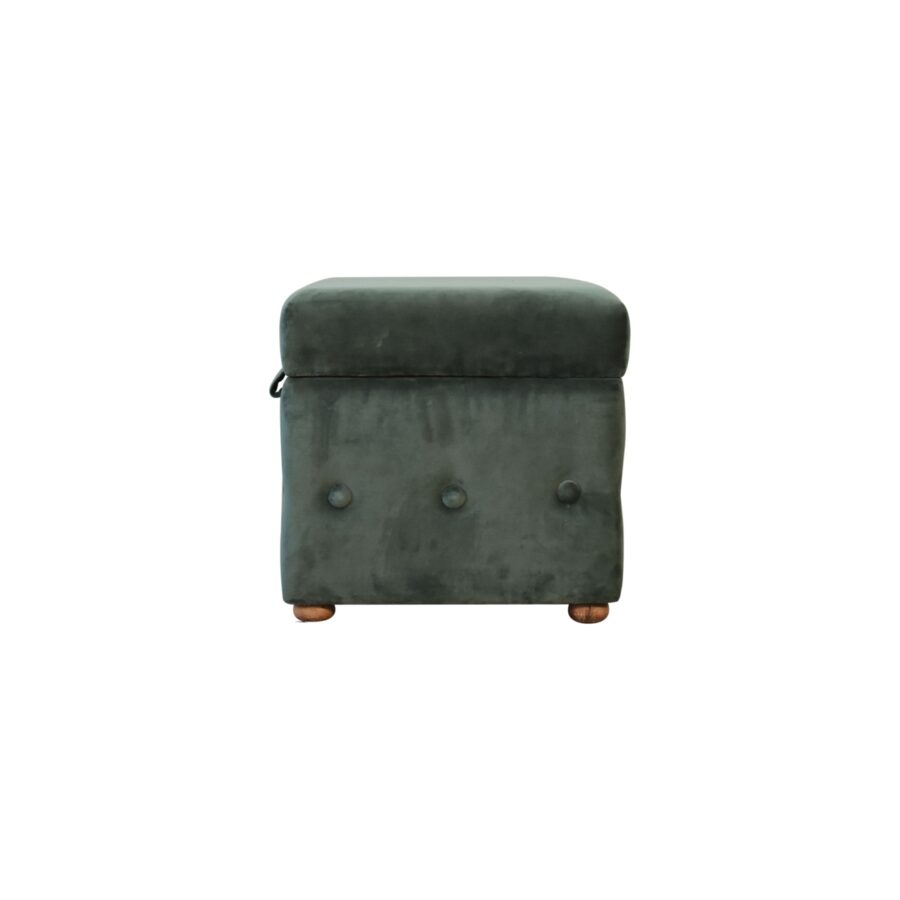 emerald green lid up cotton velvet ottoman