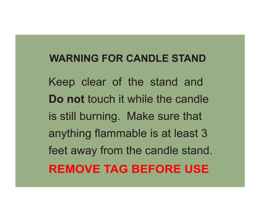 warning for candle stand