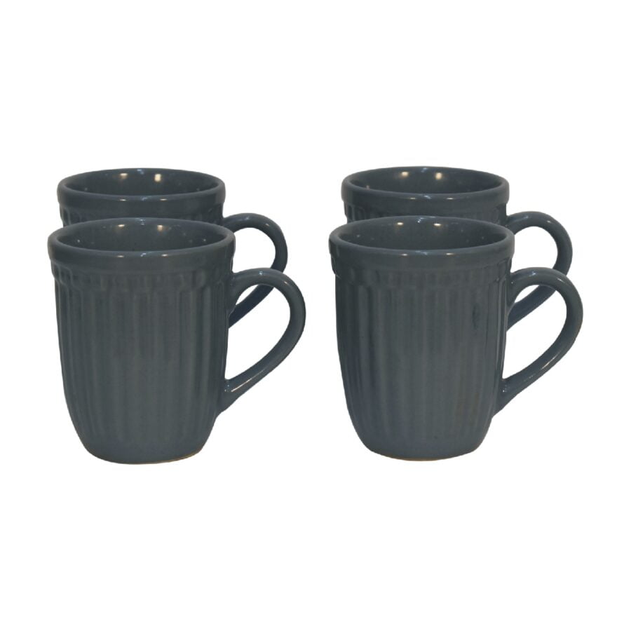 in3106 charcoal grey ribbed mug set of 4