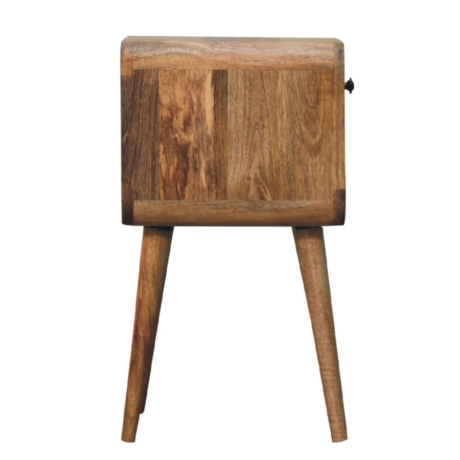 in3349 mini oak ish curved bedside with lower slot