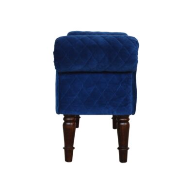 in1012 royal blue quilted velvet bench