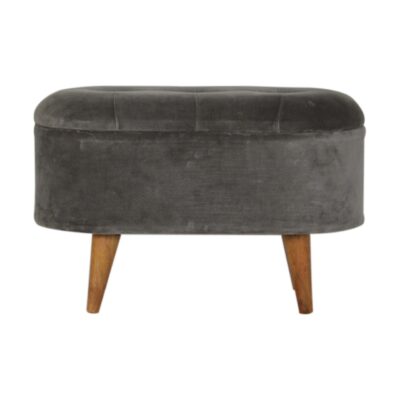 in1203 grey tweed curved storage footstool