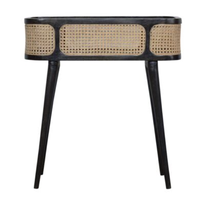 in1322 carbon black rattan tray table