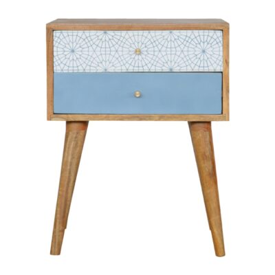 in1381 blue patterned bedside