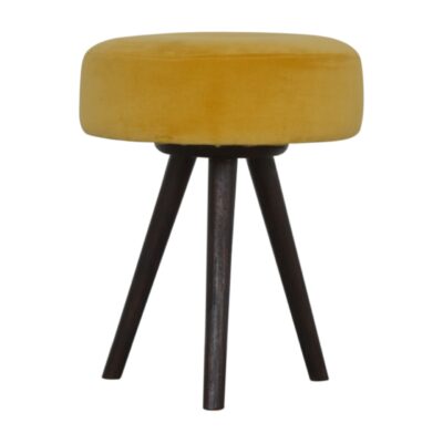 in1451 mustard velvet tripod footstool