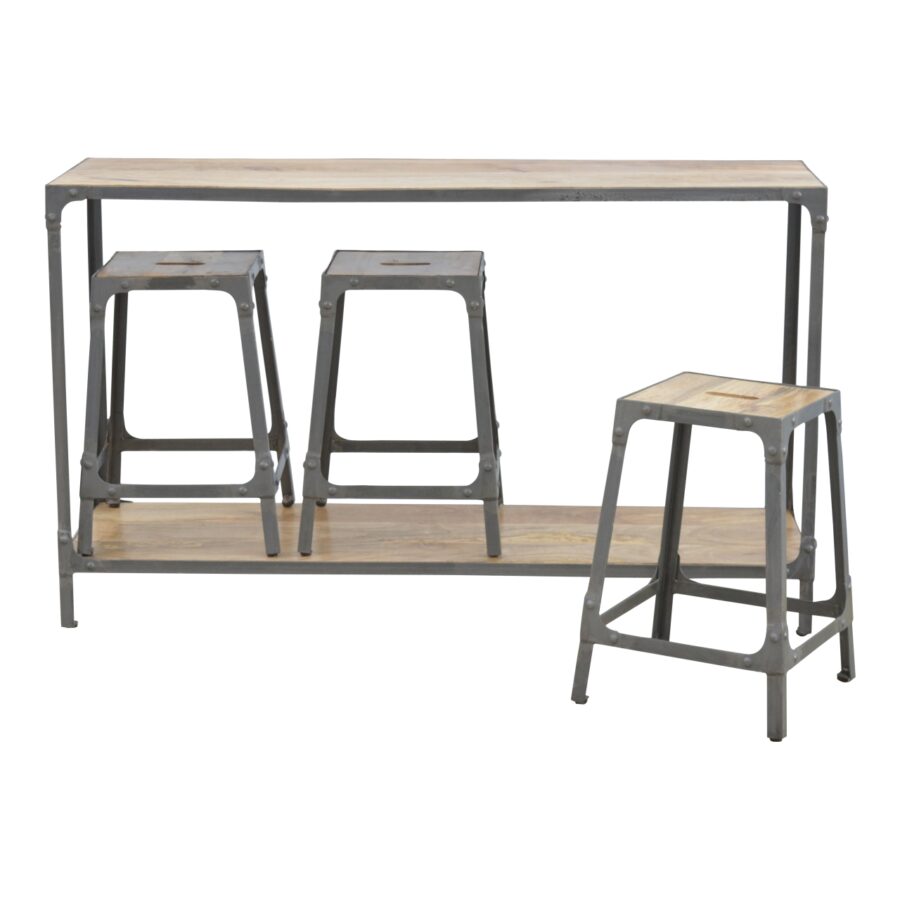 in253 hallway console table with 3 nesting stools