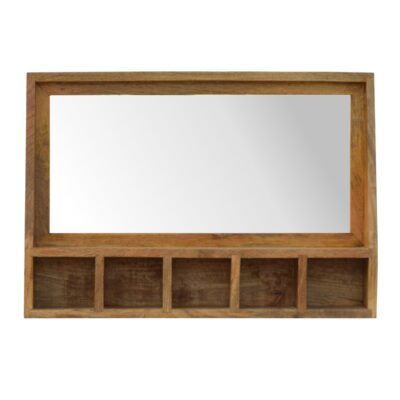 in341 solid wood 5 slot wall mounted unit with mirror