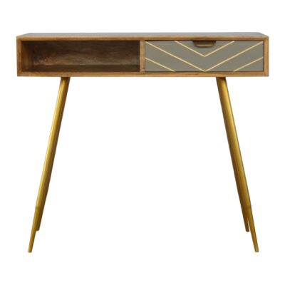 in375 sleek cement brass inlay writing desk