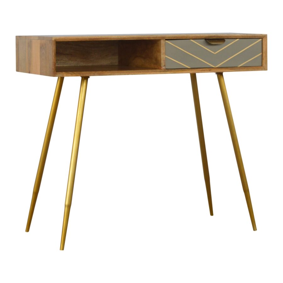 in375 sleek cement brass inlay writing desk