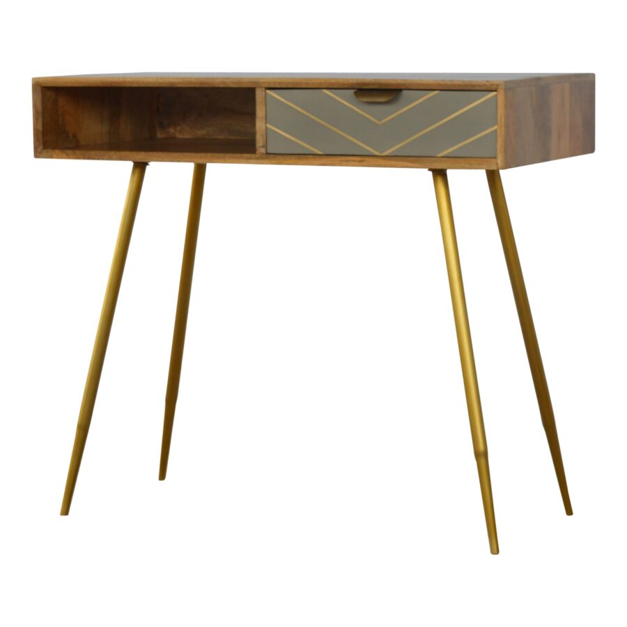 in375 sleek cement brass inlay writing desk