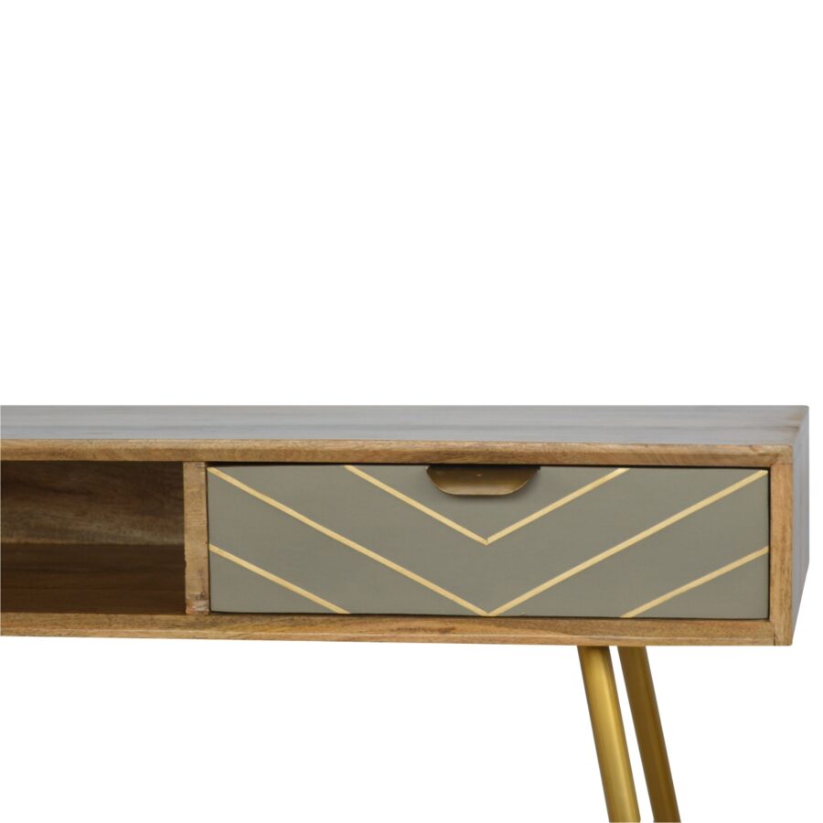 in375 sleek cement brass inlay writing desk