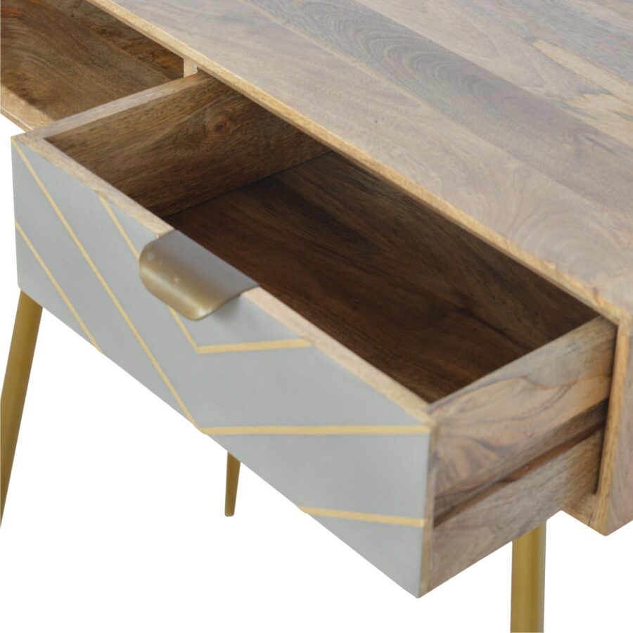 in375 sleek cement brass inlay writing desk