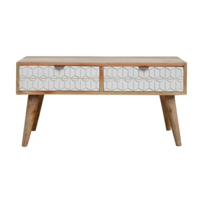 in449 sleek white carved coffee table