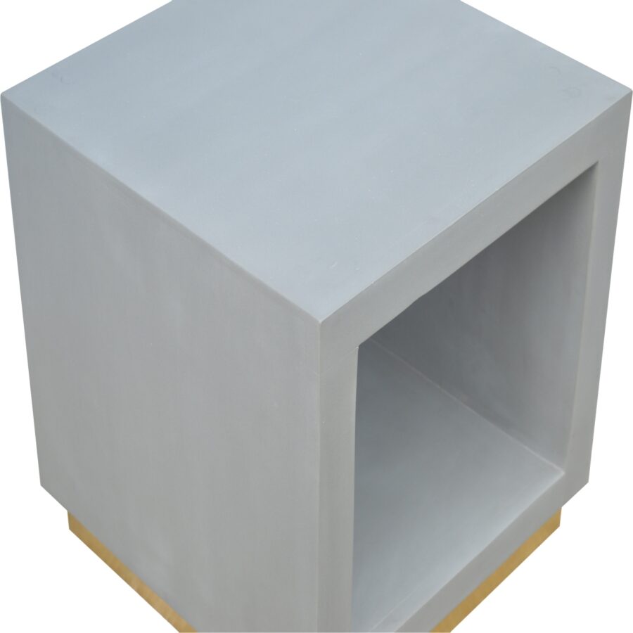 in479 cement cube bedside table with golden base