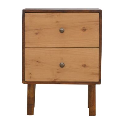 in544 solid wood 2 drawer bedside with 2 oak wood front drawer fronts