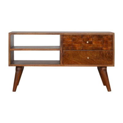 in993 tile carved chestnut tv unit