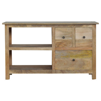 country style media unit with 3 drawers