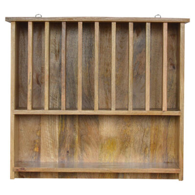 wall mounted solid wood plate rack with shelf