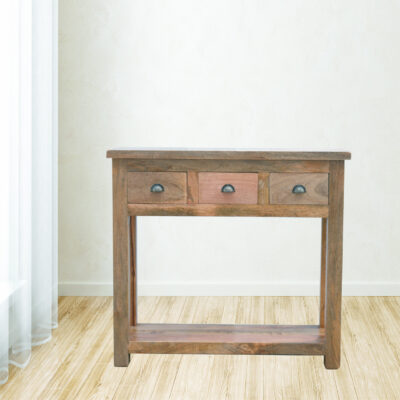 solid wood hallway console table with 3 drawers