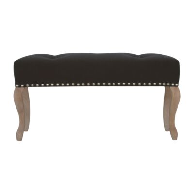 in1393 french style black velvet bench