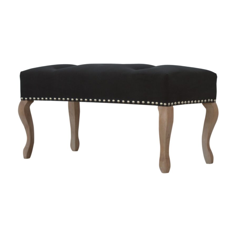 in1393 french style black velvet bench