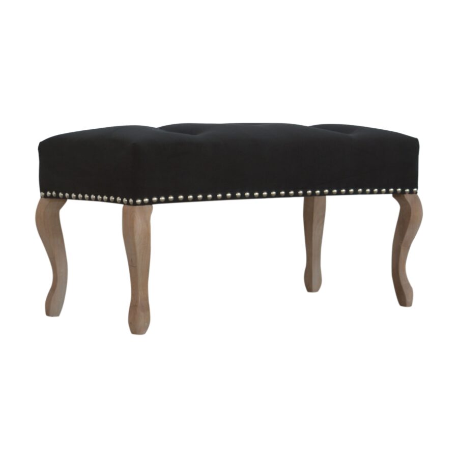 in1393 french style black velvet bench