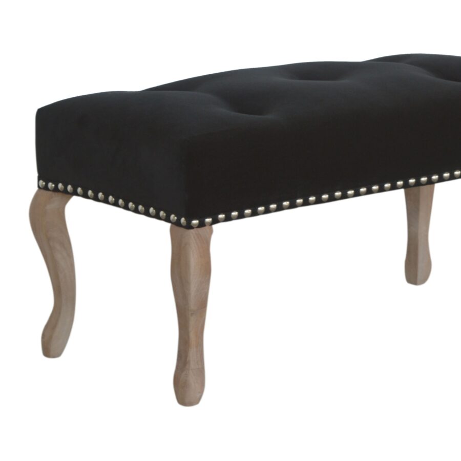 in1393 french style black velvet bench