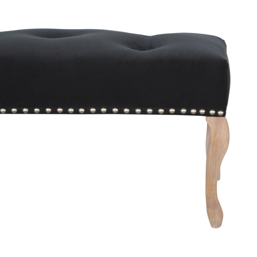 in1393 french style black velvet bench