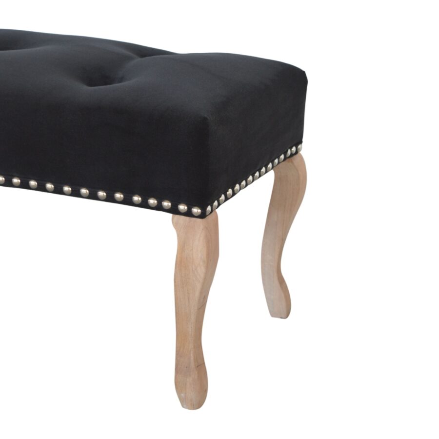 in1393 french style black velvet bench