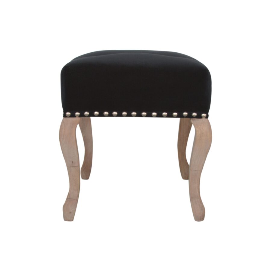 in1393 french style black velvet bench