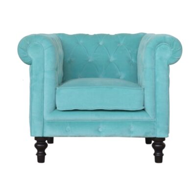 in1410 turquoise velvet chesterfield armchair