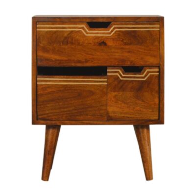 in1486 multi chestnut bedside with removeable drawers