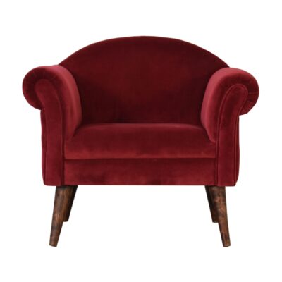 in1612 wine velvet nordic style armchair