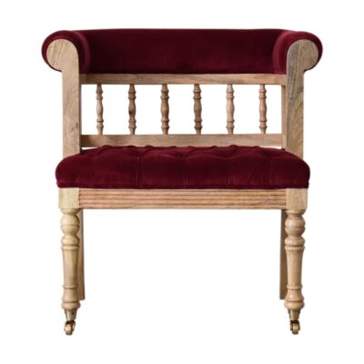 in1673 wine red mini deep button hallway bench