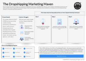 Infographic on dropshipping marketing strategies and steps.